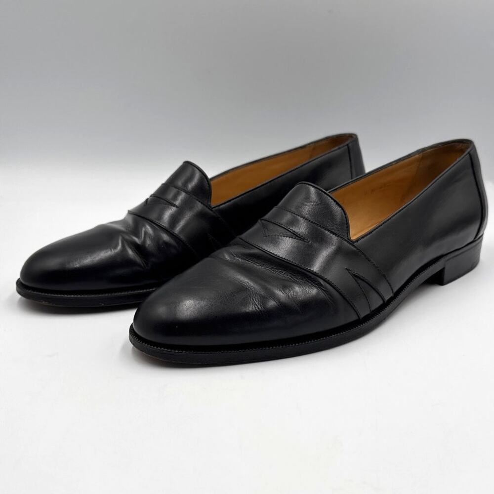 Nancy Knox For Bob Ellis Vintage Black Leather Penny Loafers Mens 9 Womens 11